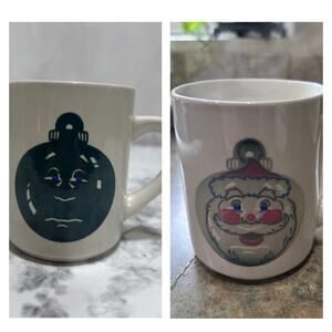 VTG Denny's Til Dawn Cream Ceramic Heat Activated Ornament Santa Coffee Mug 10oz